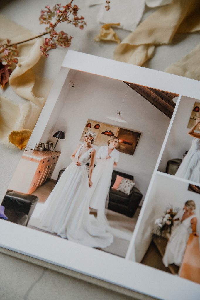 Fine Art Wedding Album showing details of the quality of the front cover Ana Galloway Photography
