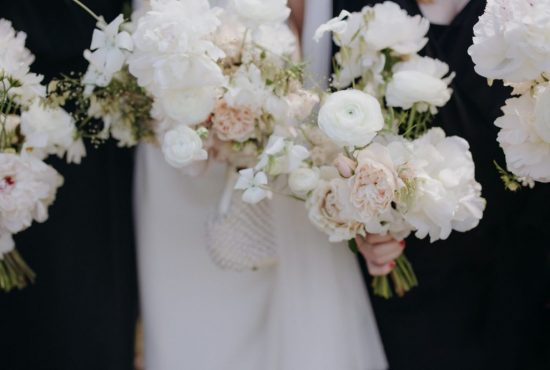 beautiful neutral bride florals and bridesmaids florals Ana Galloway Photography